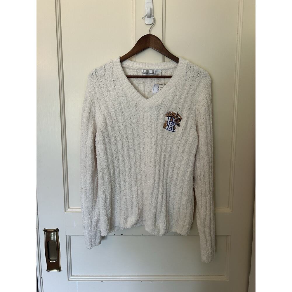 Vintage University of Kentucky Fuzzy Sweater Womens Size XL Ivory NWT